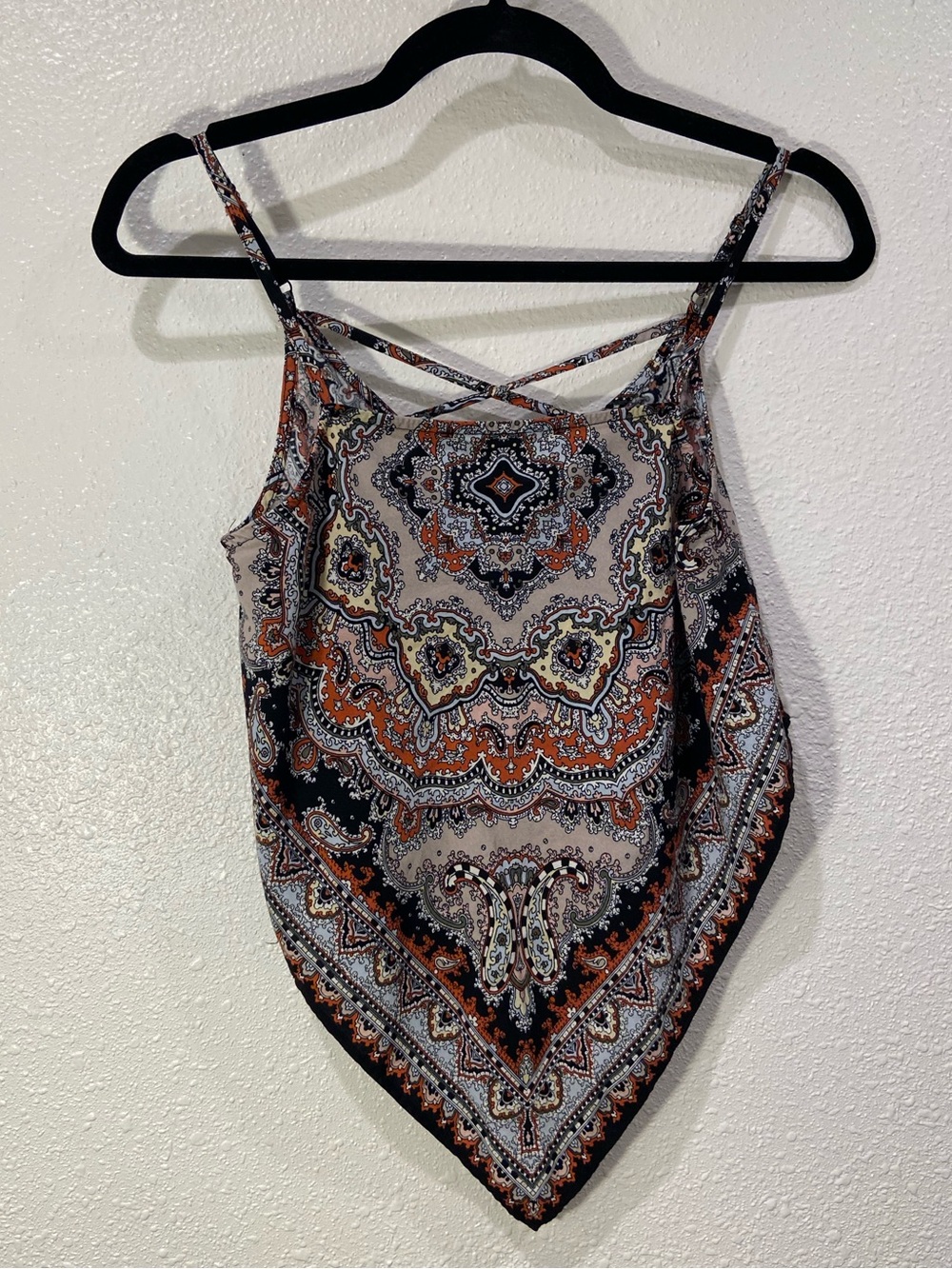 Meraki szM Paisley Boho Bandana Top Adjustable Cropped Strappy Y2K Tank